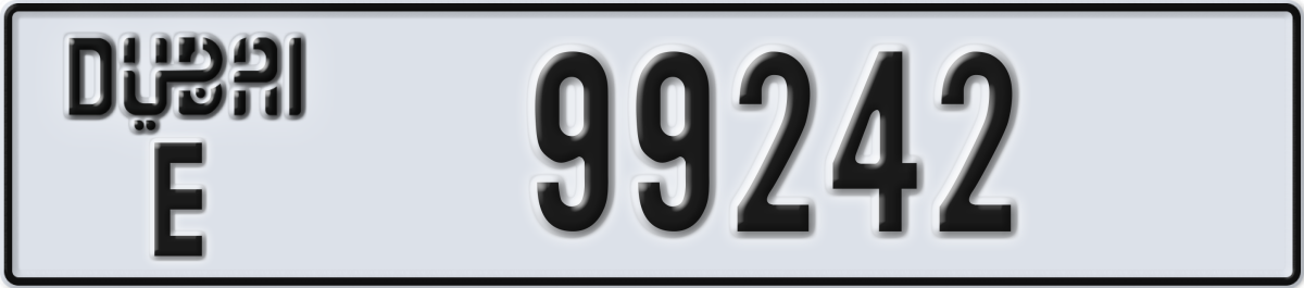 dubai License Plate Number 99242 Code E