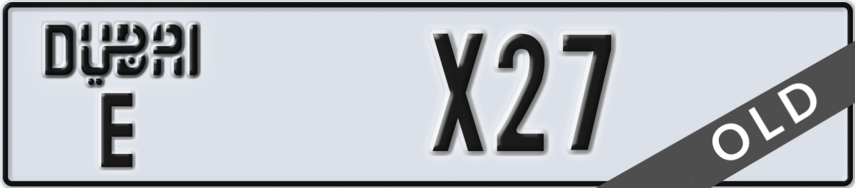 dubai License Plate Number X27 Code E