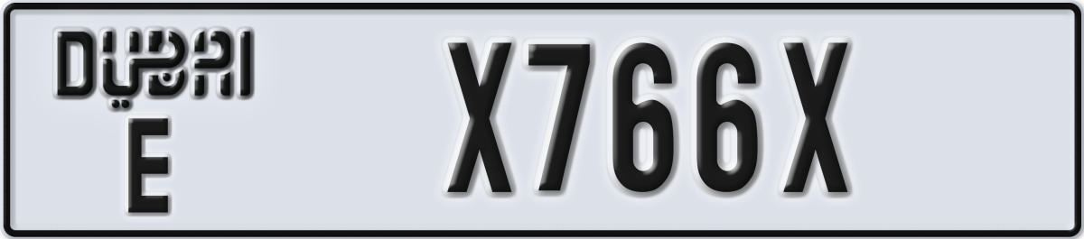 dubai License Plate Number X766X Code E