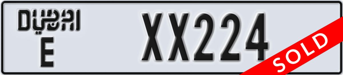 dubai License Plate Number XX224 Code E