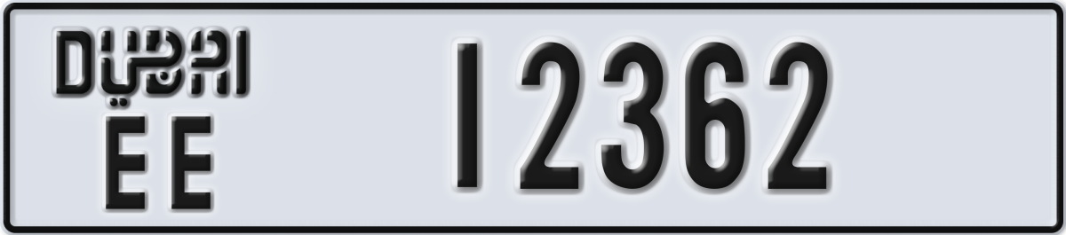 dubai License Plate Number 12362 Code EE