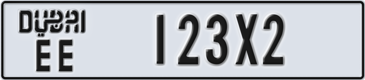 dubai License Plate Number 123X2 Code EE