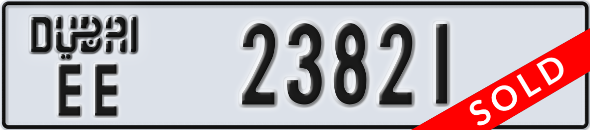 dubai License Plate Number 23821 Code EE