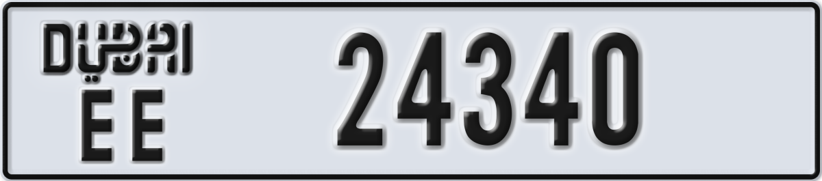 dubai License Plate Number 24340 Code EE