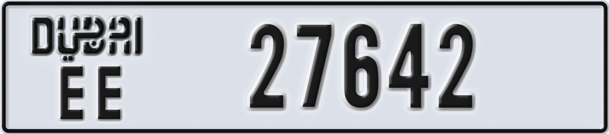 dubai License Plate Number 27642 Code EE
