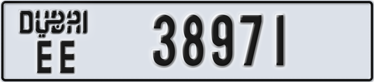 dubai License Plate Number 38971 Code EE
