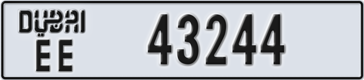 dubai License Plate Number 43244 Code EE