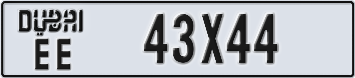 dubai License Plate Number 43X44 Code EE