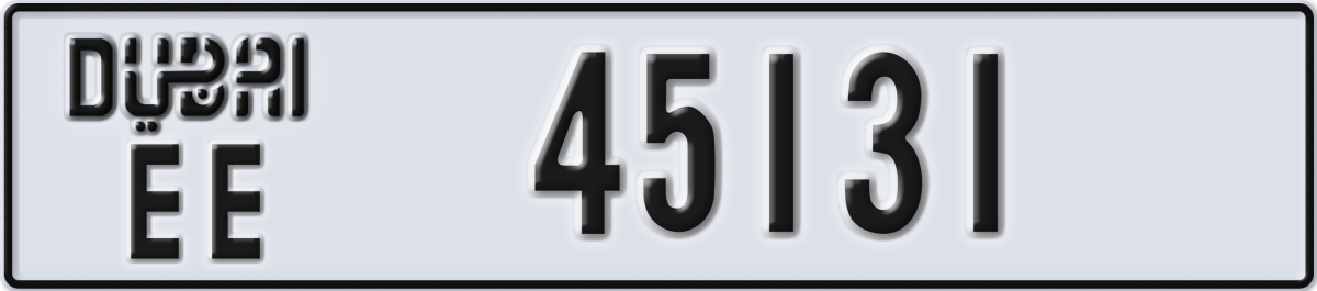 dubai License Plate Number 45131 Code EE