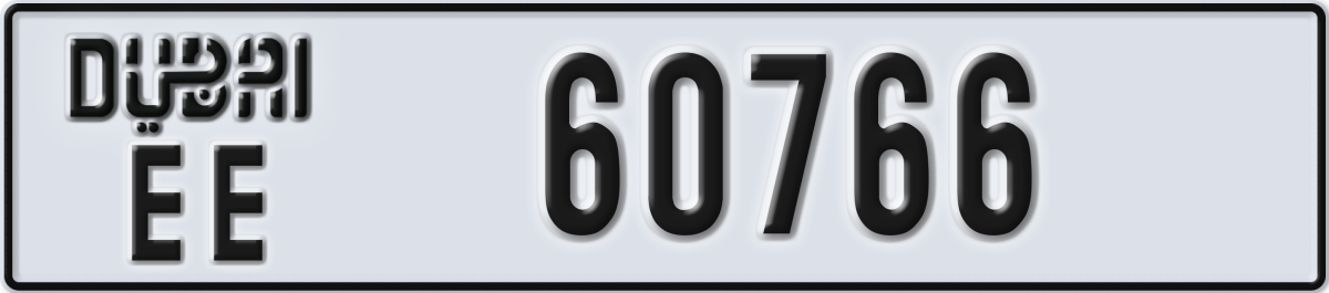 dubai License Plate Number 60766 Code EE