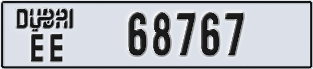dubai License Plate Number 68767 Code EE