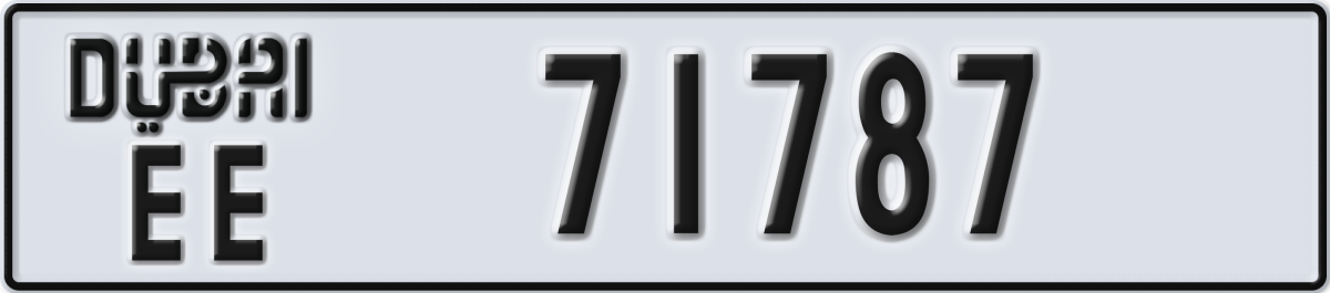 dubai License Plate Number 71787 Code EE