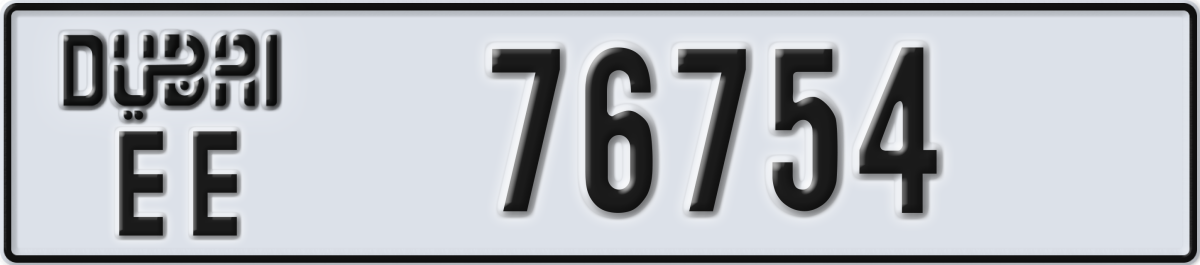 dubai License Plate Number 76754 Code EE