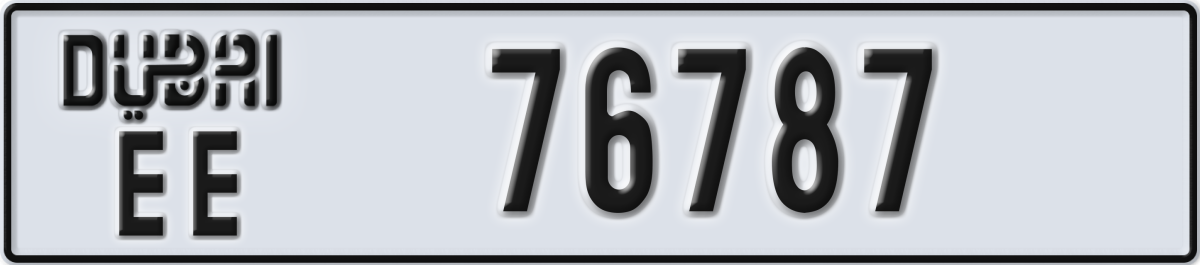 dubai License Plate Number 76787 Code EE