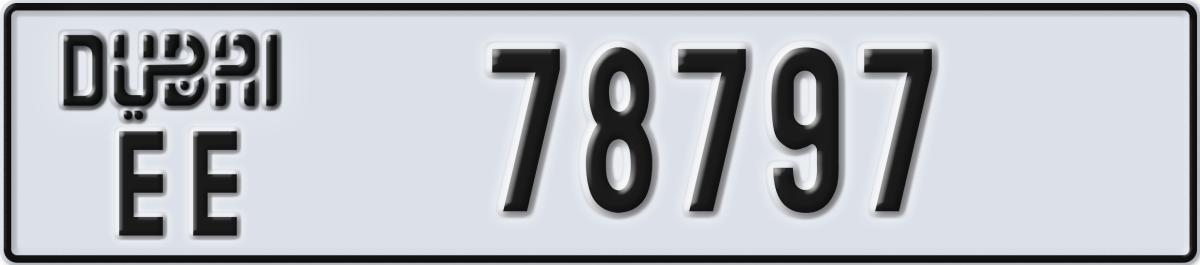 dubai License Plate Number 78797 Code EE