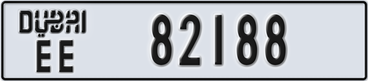 dubai License Plate Number 82188 Code EE