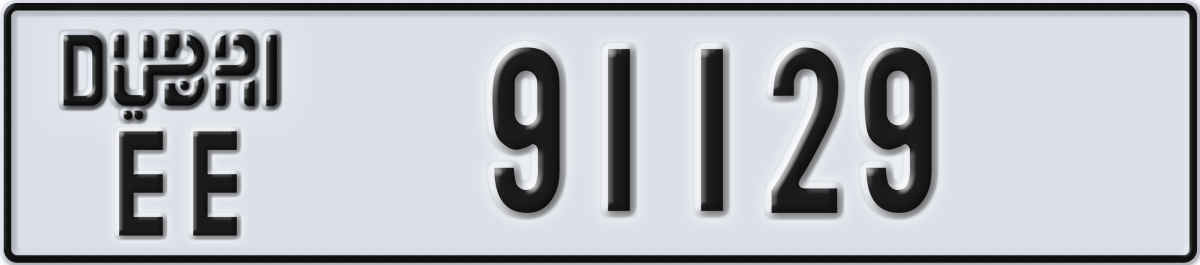 dubai License Plate Number 91129 Code EE