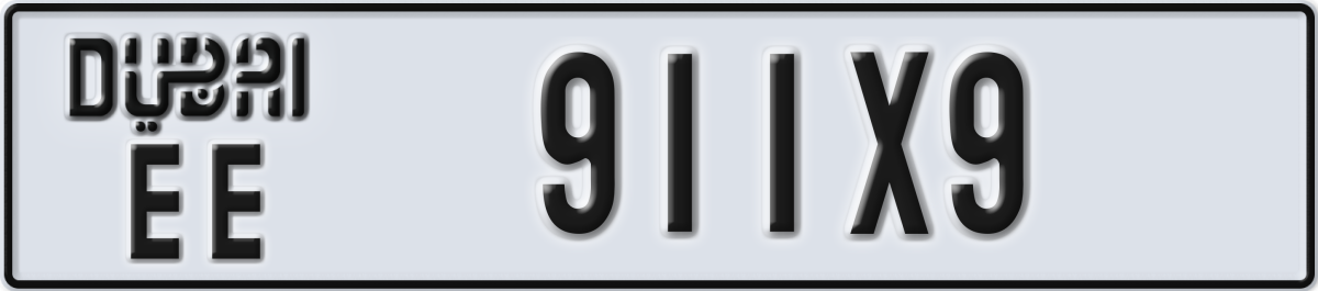dubai License Plate Number 911X9 Code EE