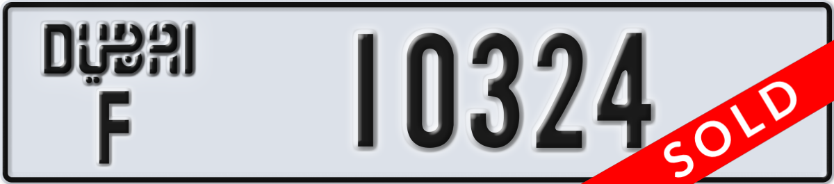 dubai License Plate Number 10324 Code F