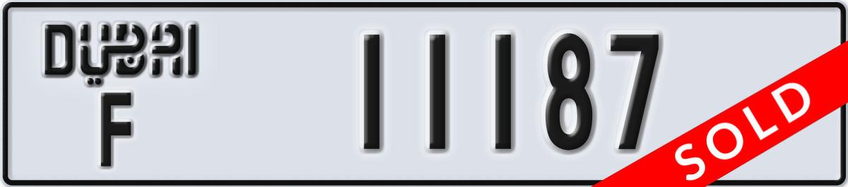 dubai License Plate Number 11187 Code F