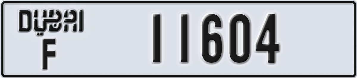 dubai License Plate Number 11604 Code F
