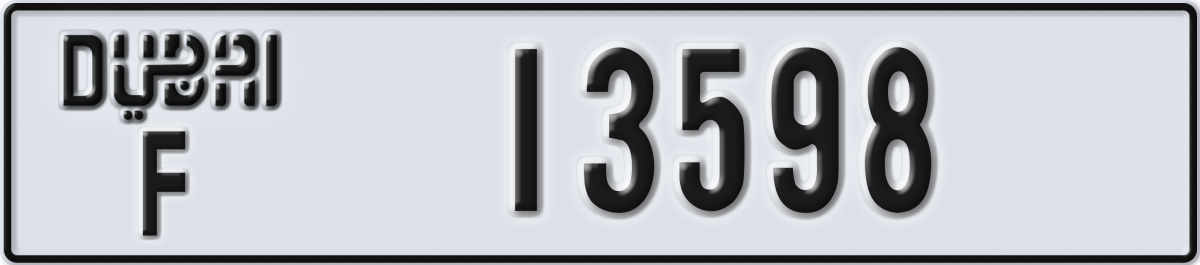 dubai License Plate Number 13598 Code F