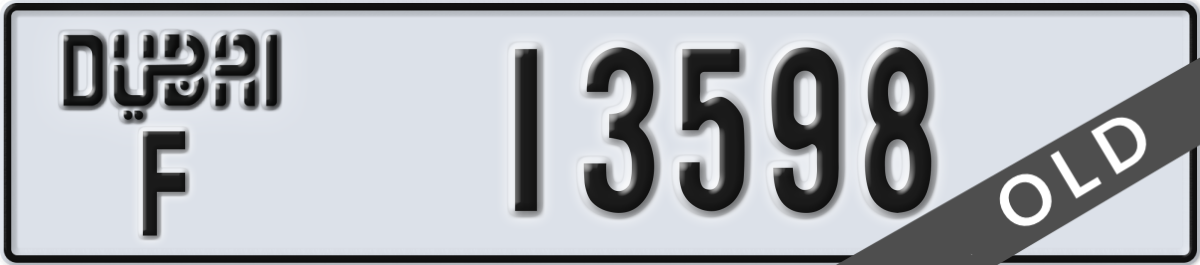 dubai License Plate Number 13598 Code F
