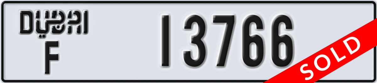 dubai License Plate Number 13766 Code F