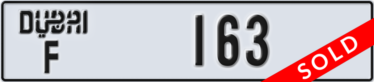 dubai License Plate Number 163 Code F