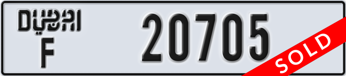 dubai License Plate Number 20705 Code F