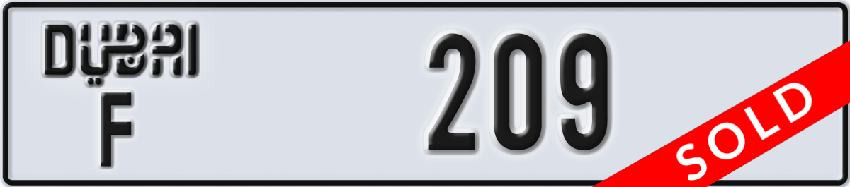 dubai License Plate Number 209 Code F
