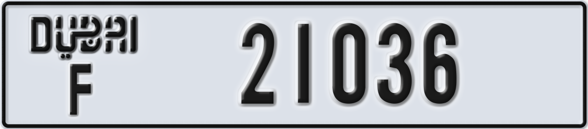dubai License Plate Number 21036 Code F