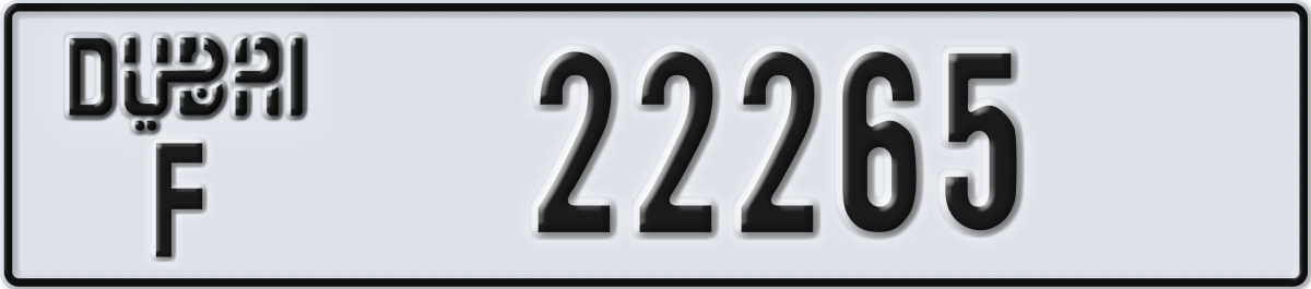 dubai License Plate Number 22344 Code F