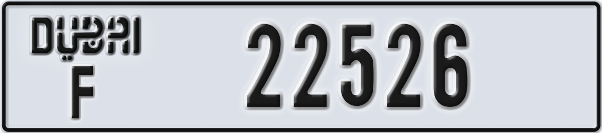 dubai License Plate Number 22526 Code F