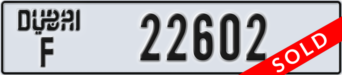 dubai License Plate Number 22602 Code F