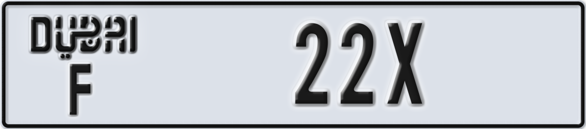 dubai License Plate Number 22X Code F