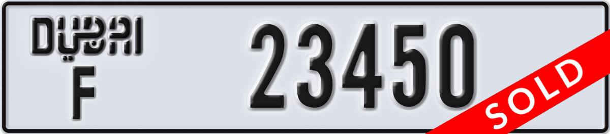 dubai License Plate Number 23450 Code F