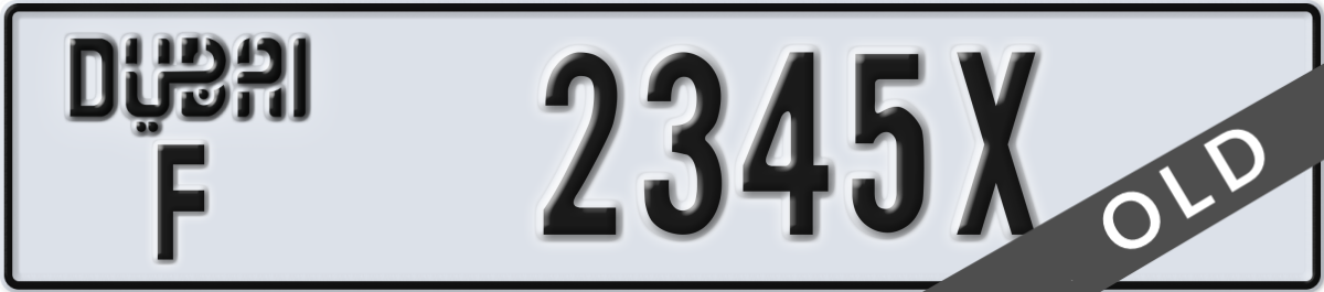 dubai License Plate Number 2345X Code F
