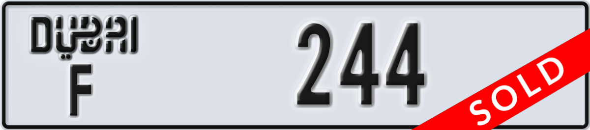 dubai License Plate Number 244 Code F