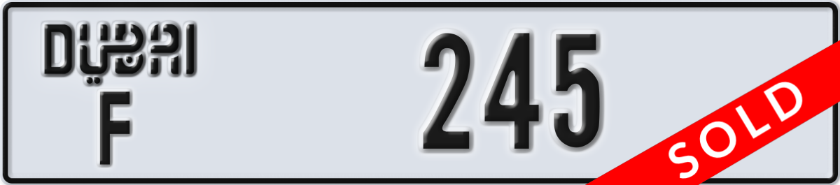 dubai License Plate Number 245 Code F