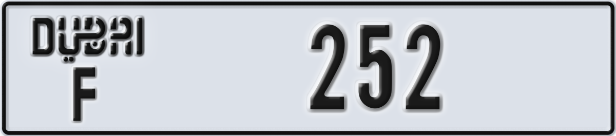 dubai License Plate Number 252 Code F
