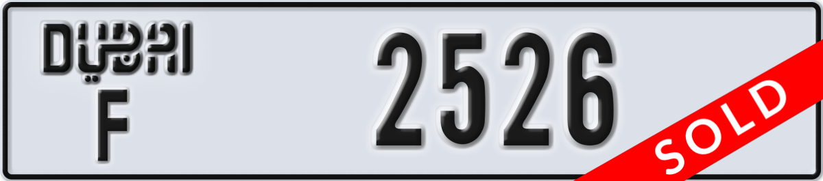 dubai License Plate Number 2526 Code F