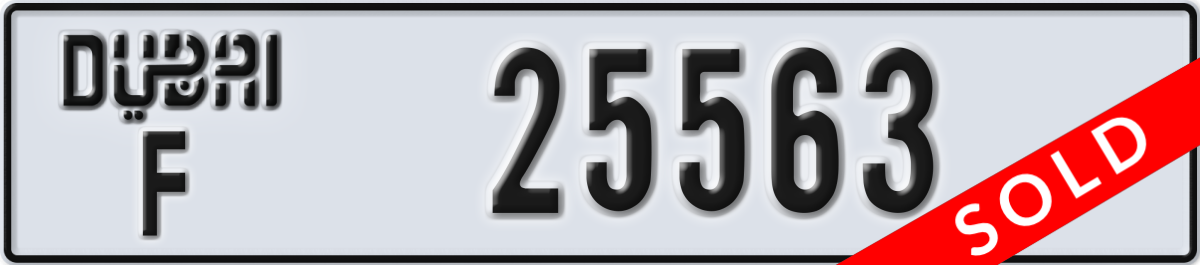 dubai License Plate Number 25563 Code F
