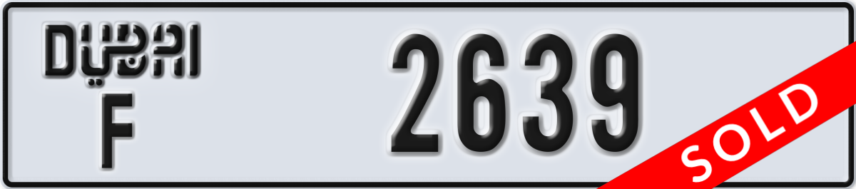 dubai License Plate Number 2639 Code F
