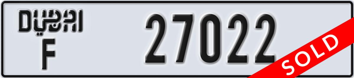 dubai License Plate Number 27022 Code F