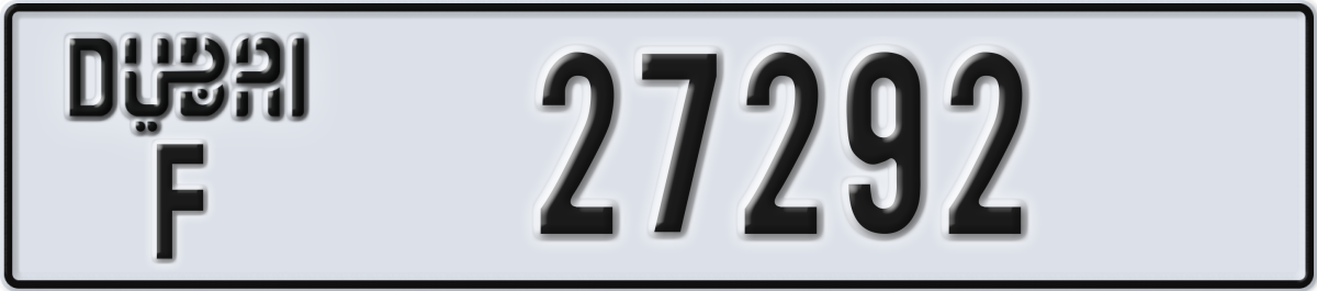 dubai License Plate Number 27292 Code F