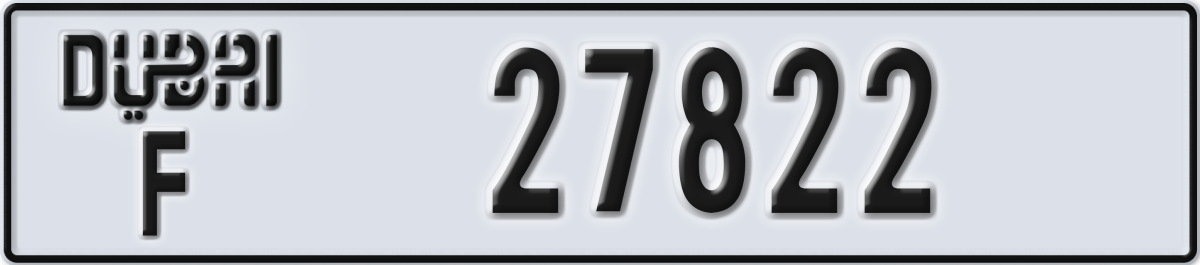 dubai License Plate Number 27822 Code F