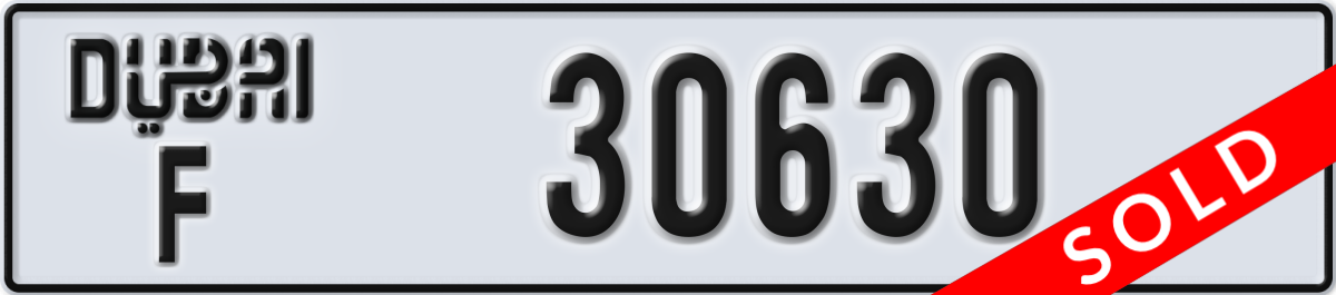 dubai License Plate Number 30630 Code F