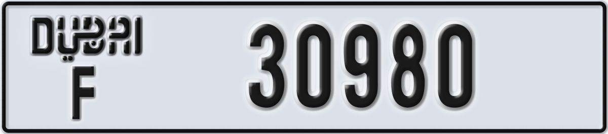 dubai License Plate Number 30980 Code F