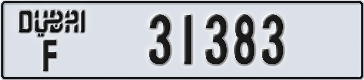 dubai License Plate Number 31383 Code F